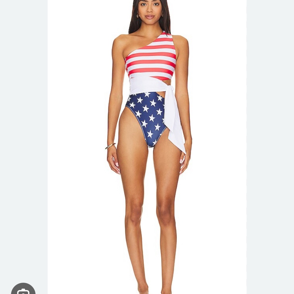 Beach Riot Patriotic One-Shoulder Swimsuit
